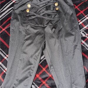 Black Pants with Gold Button Accents